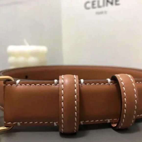 Celine Brown Belt with Gold Buckle NEW unworn main image 4